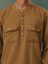 Vastramay Men's Beige Cotton Cool Short Kurta